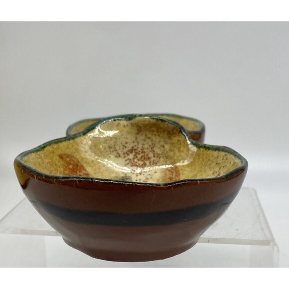 Modigliani Italy Terra Cotta Glazed Pottery Small Double Side Dish Condiment EUC - Picture 6 of 16